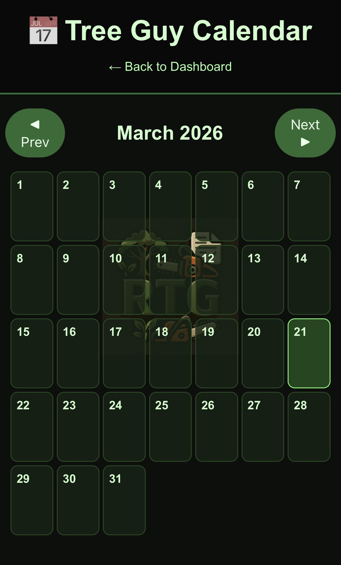 Calendar Page Screenshot